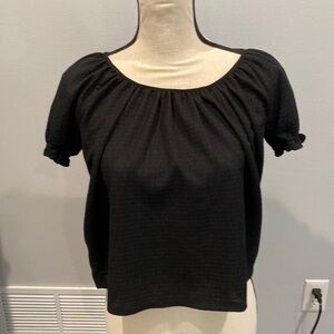 Texture and Thread Maxwell Black Short Puffed Sleeve Blouse - Size XXS